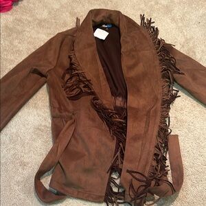 Alice Blue Brown Blazer with Fringe Details